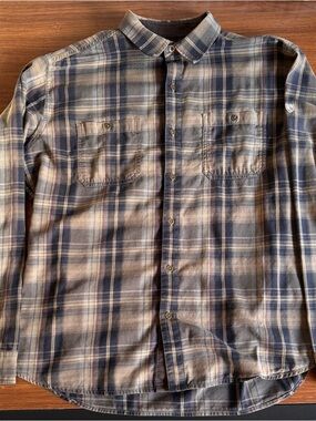 Kuhl Men's Plaid Button-Down Shirt in Navy and Brown